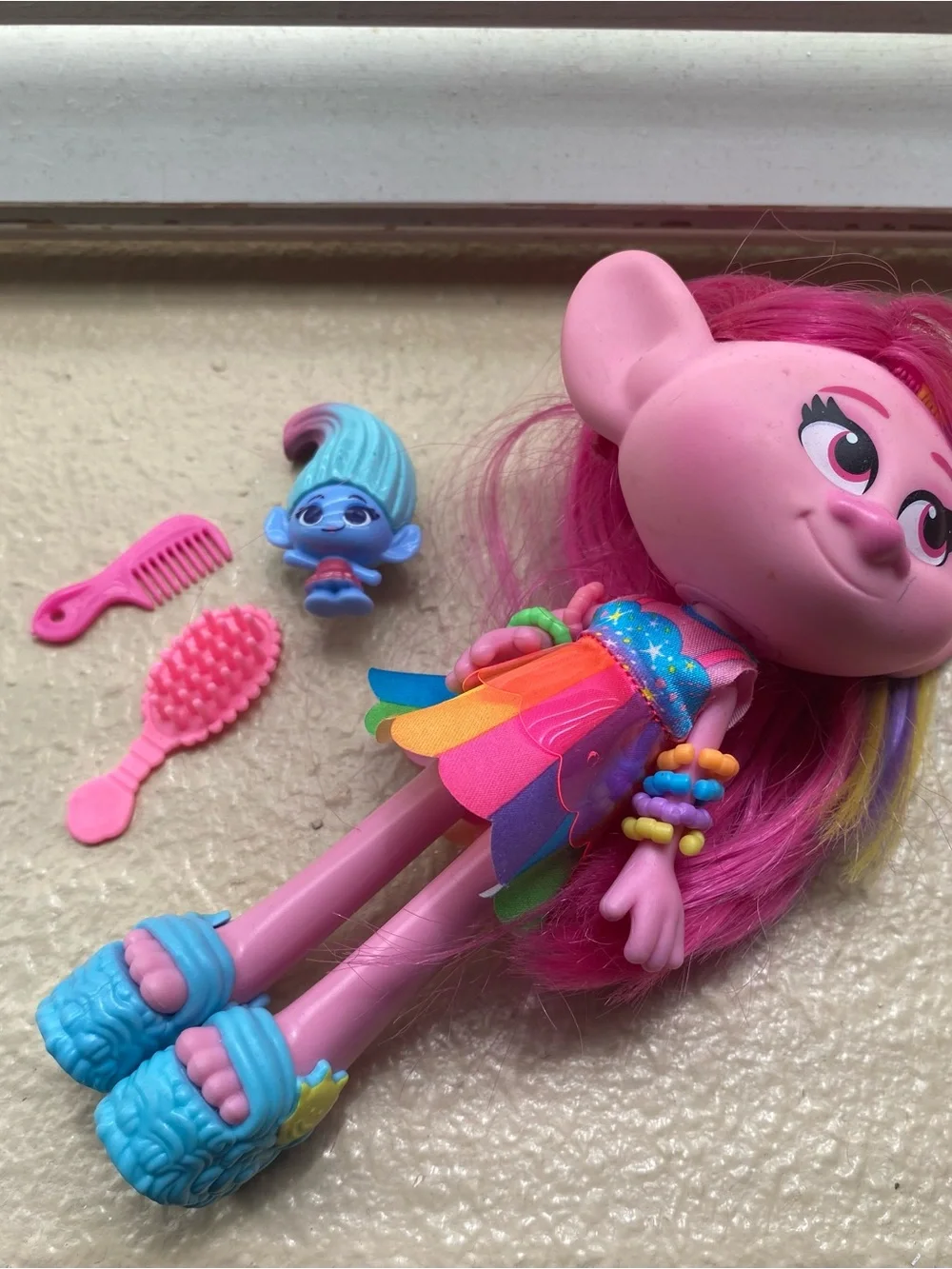 Rainbow Hair Pink Fashion Doll with Accessories - Kids Play Doll